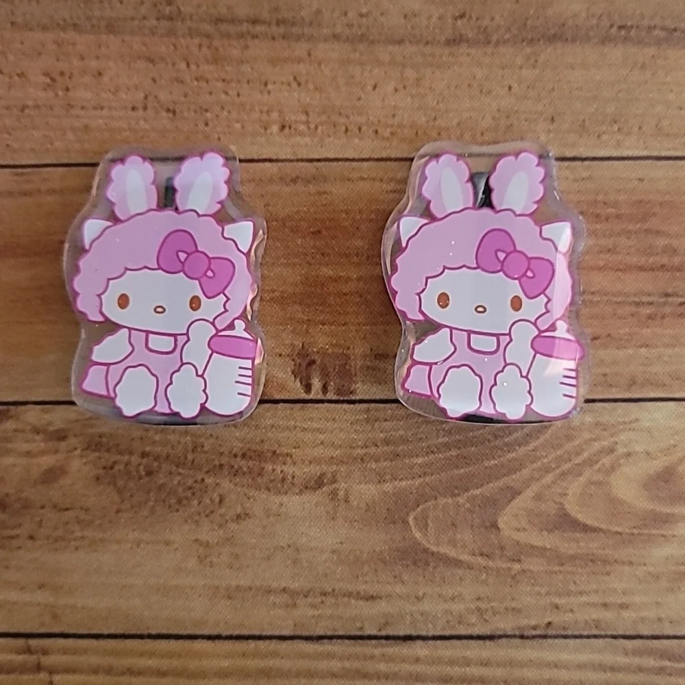 Girls Pink Acrylic Kawaii Hair Clip Accessory